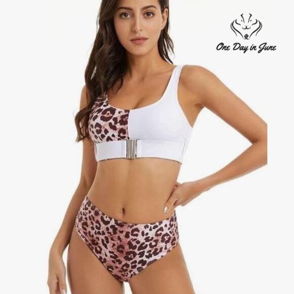Combor Other - Combor Buckle Front Leopard Bikini Swimsuit Size L